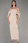 Straplez Kol Detay Midi Davet Elbisesi ABK2074