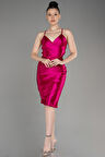 Sırt Dekolteli Saten Kısa Davet Elbisesi ABK2078