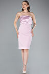 Saten Straplez Yaka Kısa Davet Elbisesi ABK2306