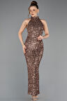 Halter Yaka Midi Pul Payet Abiye Elbise ABK2474