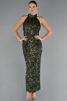 Halter Yaka Midi Pul Payet Abiye Elbise ABK2474