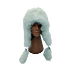 Hakiki Deri Kuzu Kürklü Toskanalı Ushanka  Tokalı Şapka Erkek Kadın Şapka Bere Beyaz