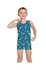 ELM Petrol Mavisi Astronot Desenli Erkek Çocuk Atlet Boxer Takımı 7078
