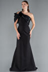 Saten Tek Omuz Fiyonk Detay Kuyruklu Uzun Abiye ABU4904