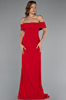 Kayık Yaka Uzun Abiye Elbise ABU5173