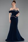 Taş İşlemeli Peplum Uzun Balık Abiye Elbise ABU6198
