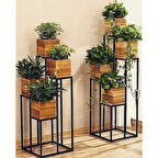 Ayaklı Saksı Standı Metal Çiçeklik 4'lü Saksılık