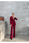Kadın Ikili Kuşaklı Blazer Ceket Pantolon Takım