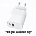 20W Hızlı Şarj Adaptörü - USB-A ve Type-C Çift Çıkışlı, Kompakt ve Güvenli