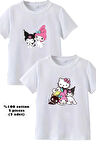 2li Kaliteli Pamuk Penye Kız Çocuk Baskılı Tshirt Tişört 5 6 7 8 9 10 11 12 13 14 yaş Kuromi Hellokitty