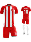 Kırmızı Beyaz - Çizgili - Kişiye Özel Futbol Forması Takımı