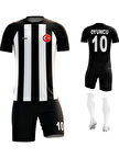 Siyah Beyaz - Çizgili - Kişiye Özel Futbol Forması Takımı
