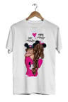 Unisex Anne ve Çocuk  Beyaz   Mama Mouse Baby Mouse Dijital Baskılı T-Shirt