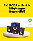 2.1 USB Bağlantılı Oyun Hoparlörü Renkli LED Işıklı