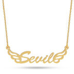 14 Ayar Altın Melek Kanadı İsim Kolye AD33