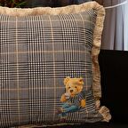 Adawall Kareli Picniker Teddy Dekoratif Kırlent