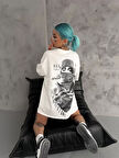35 AVM Unisex Baskılı Oversize T-Shirt - Beyaz