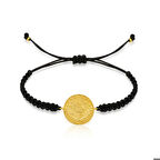 Gümüş Reşat Detaylı Makrome İpli Bileklik