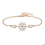 Gümüş Rose Baget Taşlı Kar Tanesi Bileklik