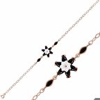 Gümüş Rose Siyah Lotus Çiçeği Bileklik