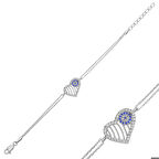 Gümüş Nazarlı Kalp Kadın Bileklik