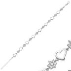 Gümüş Çiçek Kalp Kadın Bileklik