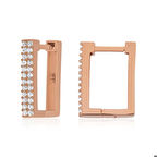 Gümüş Beyaz Taşlı Kare Küpe