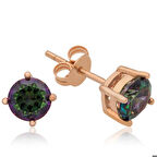 Gümüş Rose 6 mm Mistik Topaz Çivili Küpe