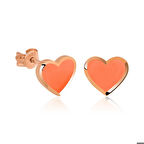 Gümüş Fosforlu Turuncu Kalp Küpe