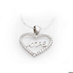 Gümüş Taşlı Love Kadın Kolye
