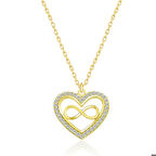 Gümüş Gold Kalp Sonsuzluk Kadın Kolye