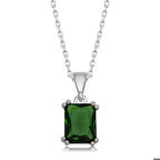 Gümüş Yeşil Kristal Kare Taşlı Kadın Kolye