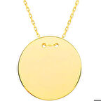 Gümüş Gold Yuvarlak Plaka Kolye