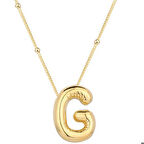 Gümüş Gold Balon G Harfi Kadın Kolye