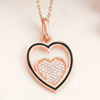 Gümüş Rose Kalp Kadın Kolye