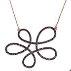 Gümüş Siyah Çiçek Kadın Kolye