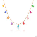 Gümüş Rose Renkli Kadın Şans Kolyesi