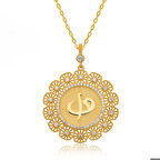 Gümüş Altın Kaplama Elif Vav Kadın Kolye