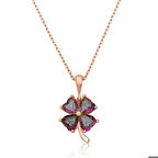 Gümüş Mistik Topaz Yonca Kolye