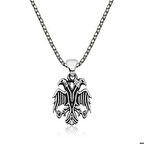 Gümüş Çift Başlı Kartal Erkek Kolye