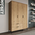 Aden 3 Kapaklı Çekmeceli Full Sepet Gardırop , Elbise Dolabı, Raflı Dolap