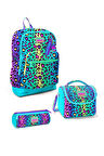 Kids Renkli Leopar Desenli 3’lü Okul Çanta Seti SET0123769