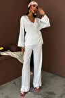 Aesco Kruvaze Model Klasik Pantolonlu Çupra Keten Takım 10191