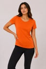Aesco Basic Tişört Bisiklet Yaka Kısa Kol Günlük Yazlık Slim Fit T-Shirt - Turuncu