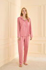 Aesco Mihra 19103 Kadın Düğmeli Uzun Kol Pijama Takımı