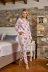 Aesco Aqua 26215 Kadın Uzun Kol Yıldız Desen Pijama Takım