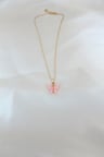 Gold Kaplama Pembe Sedefli Kelebek Kolye