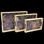 3 Boy Ahşap Tepsi Desenli Zemin 16x26 - 21x31 - 24x34cm