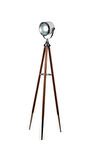 Ahşap tripod ayaklı klasik araç far model lambader bej (Ayaklar ceviz)