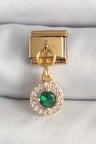 316L Çelik Gold Renk Sallantı Yeşil Zirkon Taşlı Nomination Charm 5886